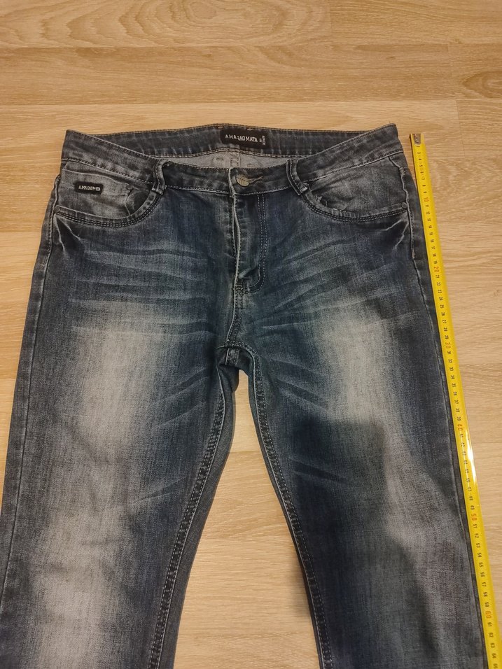 Gri Kadın Kot Pantolon - Kemerli, Midi Boy - Görsel 2