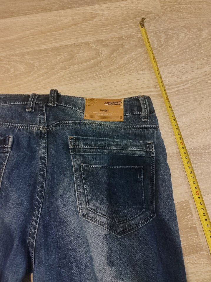 Gri Kadın Kot Pantolon - Kemerli, Midi Boy - Görsel 5