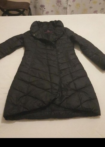 bayan kaz tüyü uzun fermuarlı ve çıtçıtlı kaban - Görsel 2