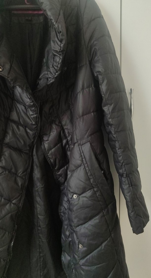 bayan kaz tüyü uzun fermuarlı ve çıtçıtlı kaban - Görsel 5