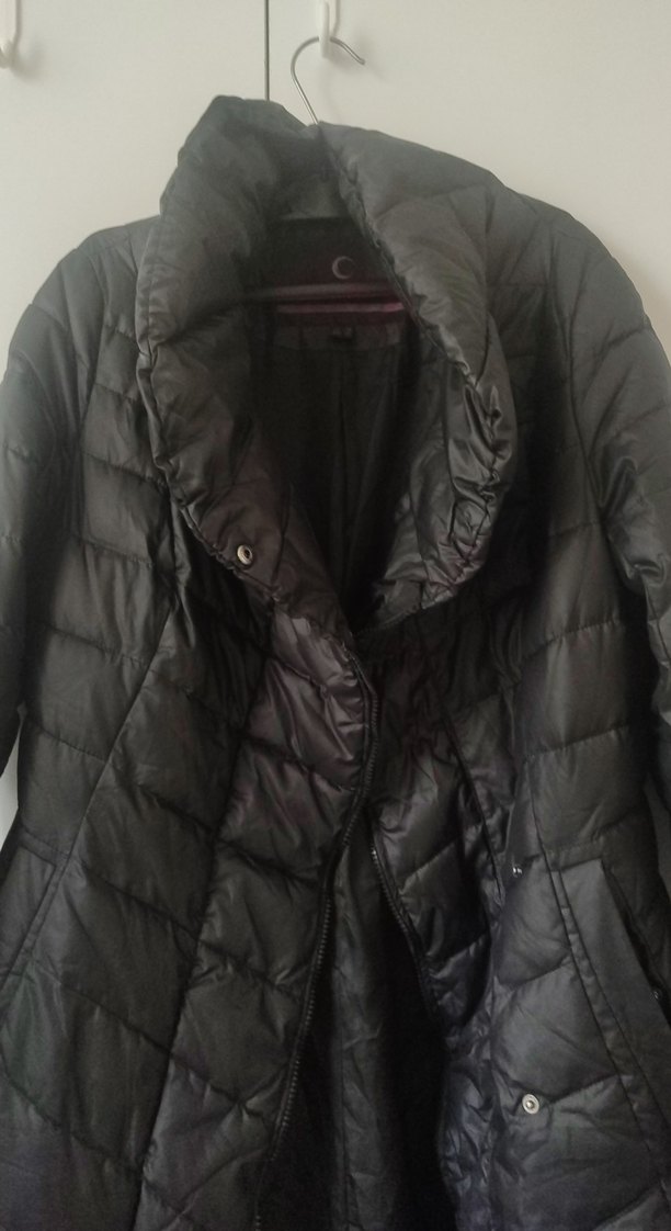 bayan kaz tüyü uzun fermuarlı ve çıtçıtlı kaban - Görsel 4