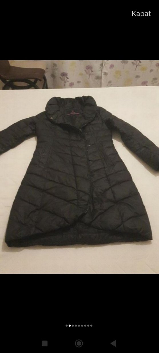 bayan kaz tüyü uzun fermuarlı ve çıtçıtlı kaban - Görsel 2