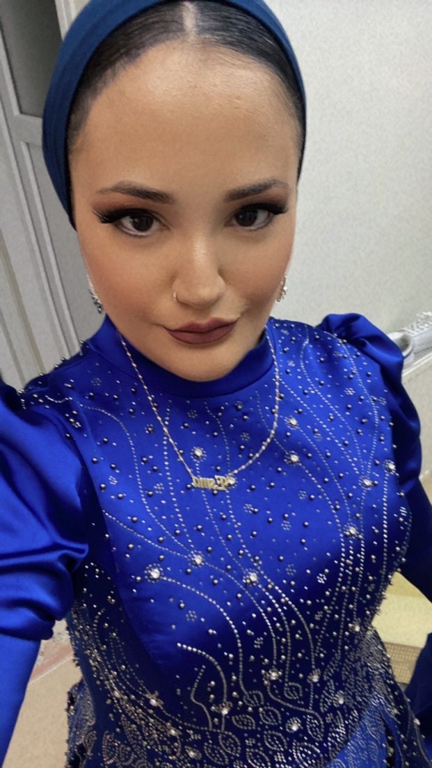 Uzun Kollu Boncuk İşlemeli Mavi Henna Elbise - Görsel 2