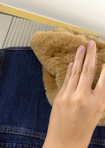 Diğer Kürklü Mavi Denim Kadın Ceket