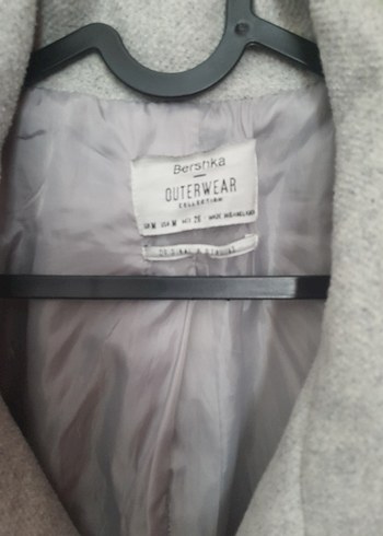 m Beden Bershka Açık Gri Düğmeli Kadın Kaban