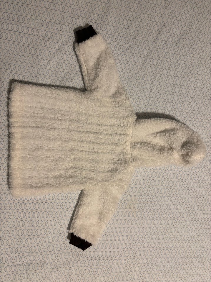 Kapüşonlu Erkek Çocuk Beyaz Peluş Mont - Görsel 2