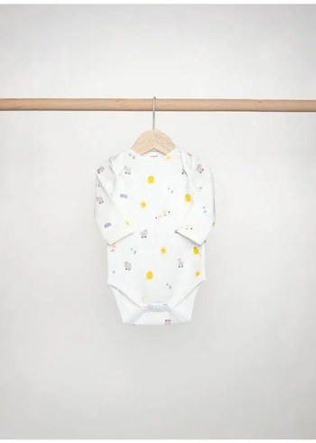 Minipolo Kız Uzun Kol % 100 Pamuk 3`lü Çıtçıtlı Bebek Body - Görsel 4