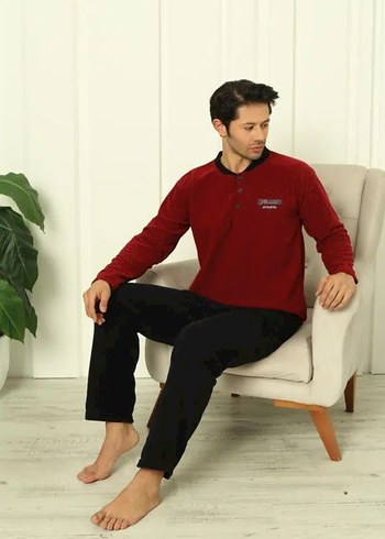 Modella Life Bordo Erkek Uzun Kollu Polar Pijama Takımı - Görsel 2