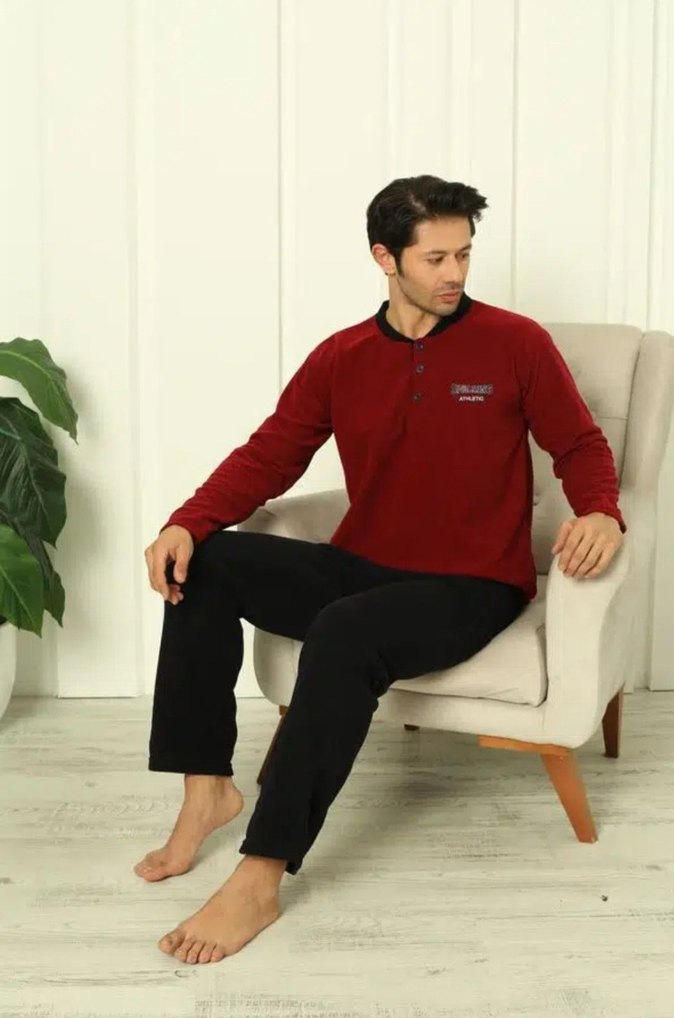 Modella Life Bordo Erkek Uzun Kollu Polar Pijama Takımı - Görsel 2