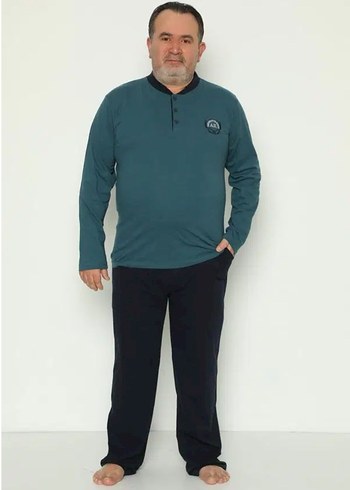 Modella Life Düğmeli Petrol Yeşili Erkek Pijama Takımı - Görsel 2