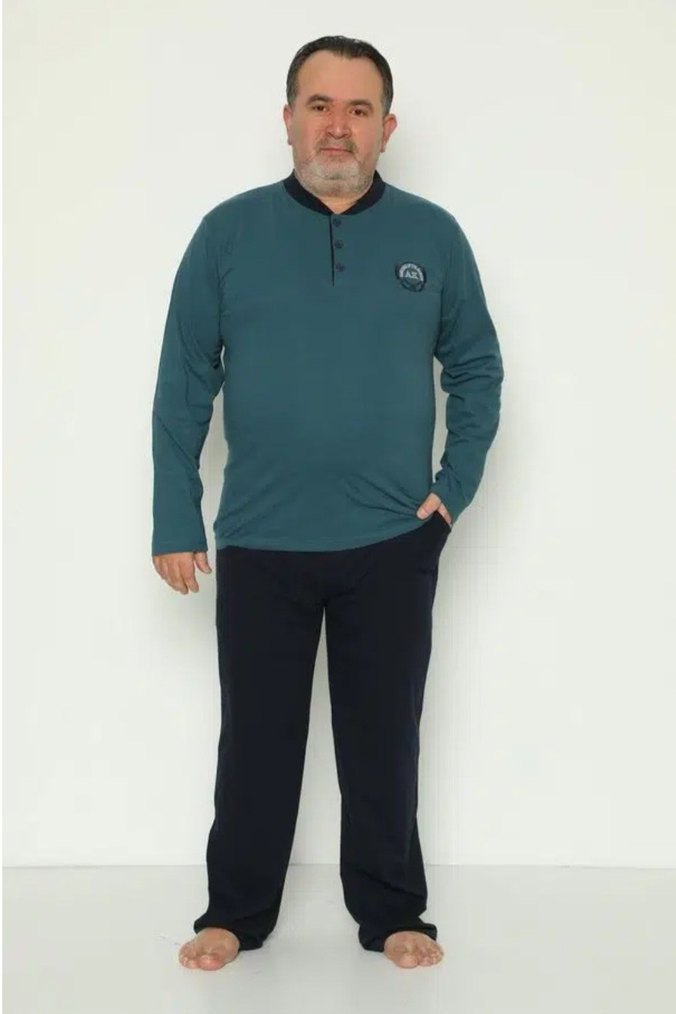 Modella Life Düğmeli Petrol Yeşili Erkek Pijama Takımı - Görsel 2