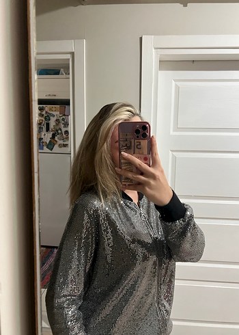 Gri Kadın Bomber Ceket - Görsel 4