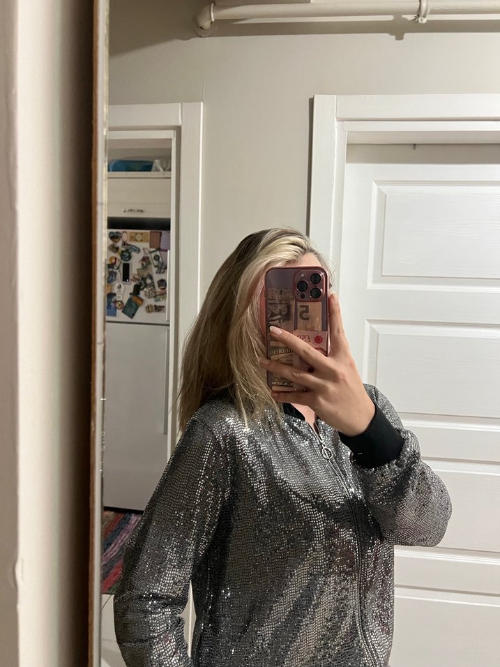 Gri Kadın Bomber Ceket - Görsel 3