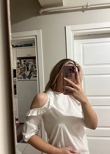 Beyaz mini gömlek elbise - Görsel 6