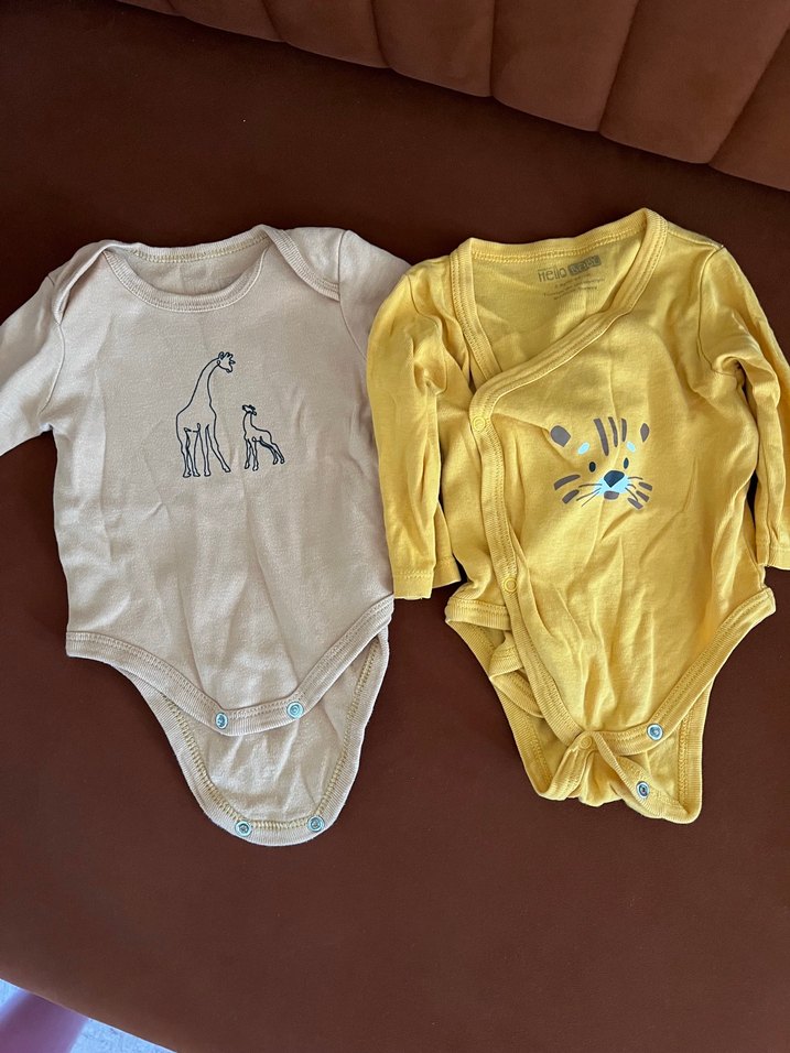 Uzun Kollu Bebek Çıtçıtlı Body - Sarı ve Bej - Görsel 2