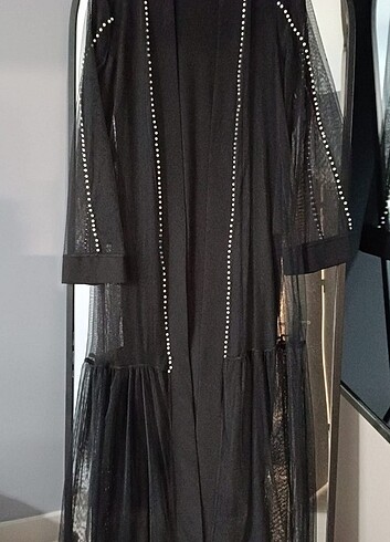 Diğer İncili tül abaya takımı