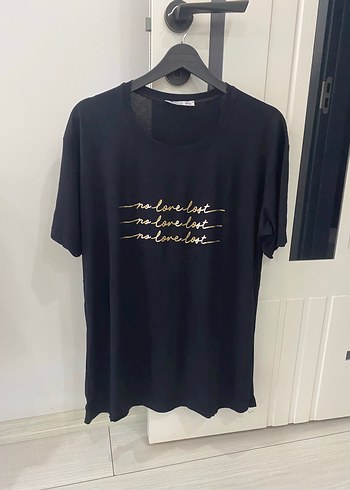 Siyah Kadın Baskılı Oversize Tişört