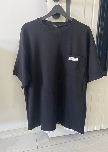 Siyah Pamuklu Oversize Tişört