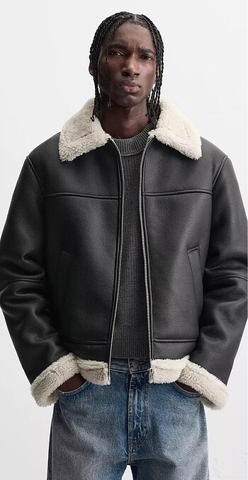 Zara Zara içi yünlü deri ceket