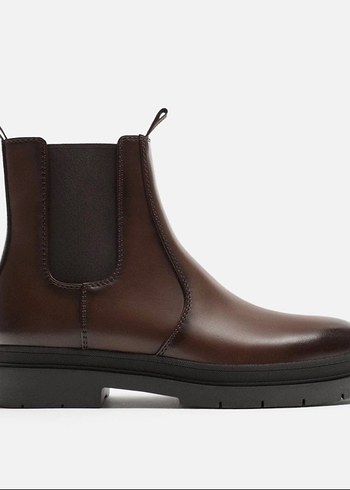 Erkek Kahverengi Deri Stiletto Topuklu Bot - Görsel 2