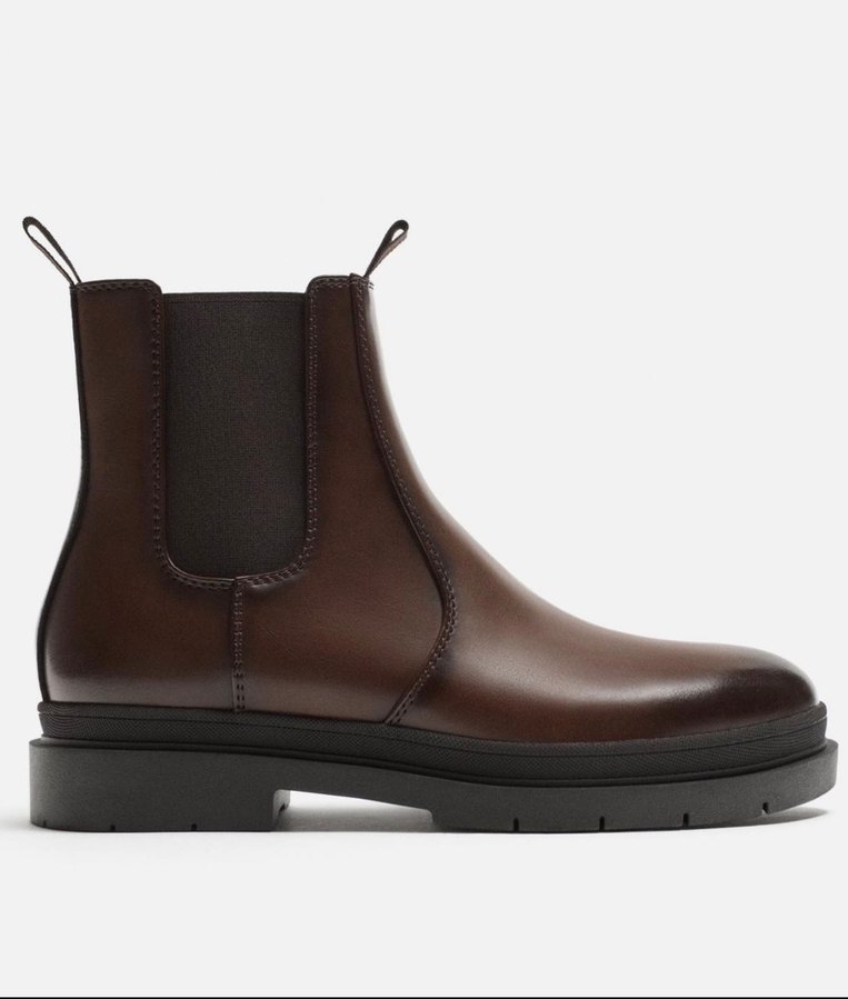 Erkek Kahverengi Deri Stiletto Topuklu Bot - Görsel 2