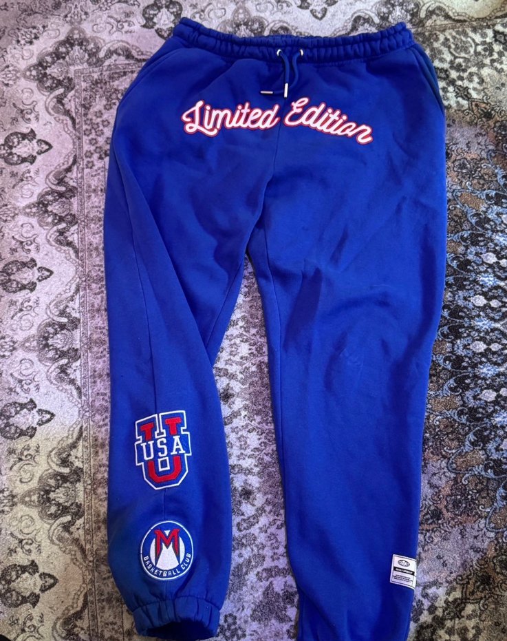 Erkek Mavi Nakışlı Rahat Eşofman Altı - Görsel 2