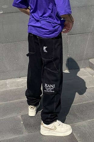 Karl kani siyah baggy jean skater pantolon