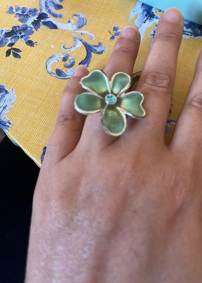 Yeşil  çiçek yüzük - Görsel 2