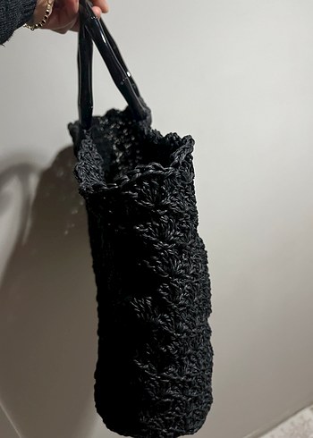 Nakışlı Siyah Örgü Bohem Kadın Çanta - Görsel 4