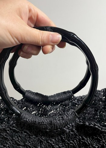 Nakışlı Siyah Örgü Bohem Kadın Çanta - Görsel 8