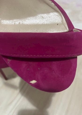 Pembe Süet Tokalı İnce Topuklu Kadın Ayakkabı - Görsel 5