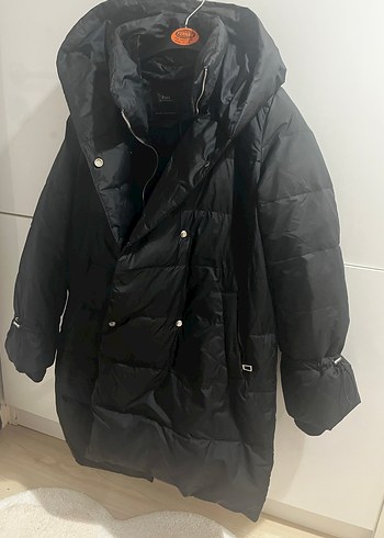 Düğmeli Siyah Midi Kadın Kışlık Mont - Görsel 11