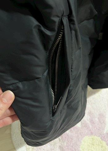 Düğmeli Siyah Midi Kadın Kışlık Mont - Görsel 4