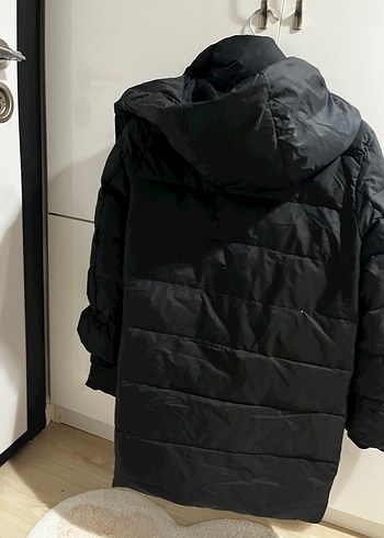 Düğmeli Siyah Midi Kadın Kışlık Mont - Görsel 2