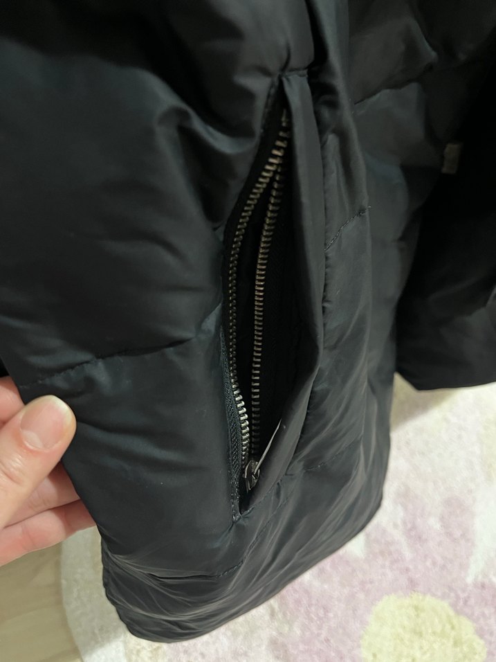 Düğmeli Siyah Midi Kadın Kışlık Mont - Görsel 4