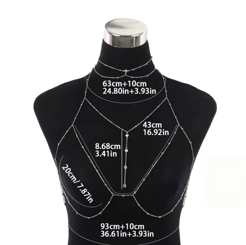 İnci Detaylı Altın Renkli Vücut Zinciri - Görsel 3