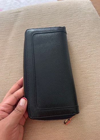 USPA Siyah Deri Fermuarlı Kadın Cüzdanı