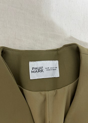 Paulmark Paul Mark Haki V Yaka Blazer Ceket