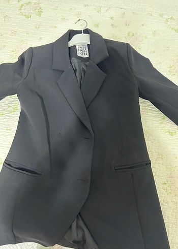 Fashion Angel Sik Siyah Uzun Blazer Ceket