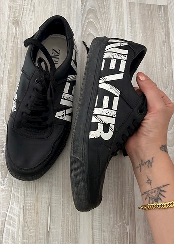 Siyah Blok Topuklu Punk Tarzı Kadın Spor Ayakkabı