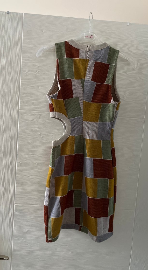 Kadın Çok Renkli Örme Mini Elbise - Görsel 3