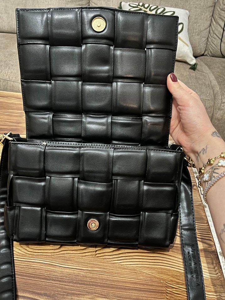 Bottega Zincir Detaylı Siyah Deri Kadın Çanta - Görsel 3