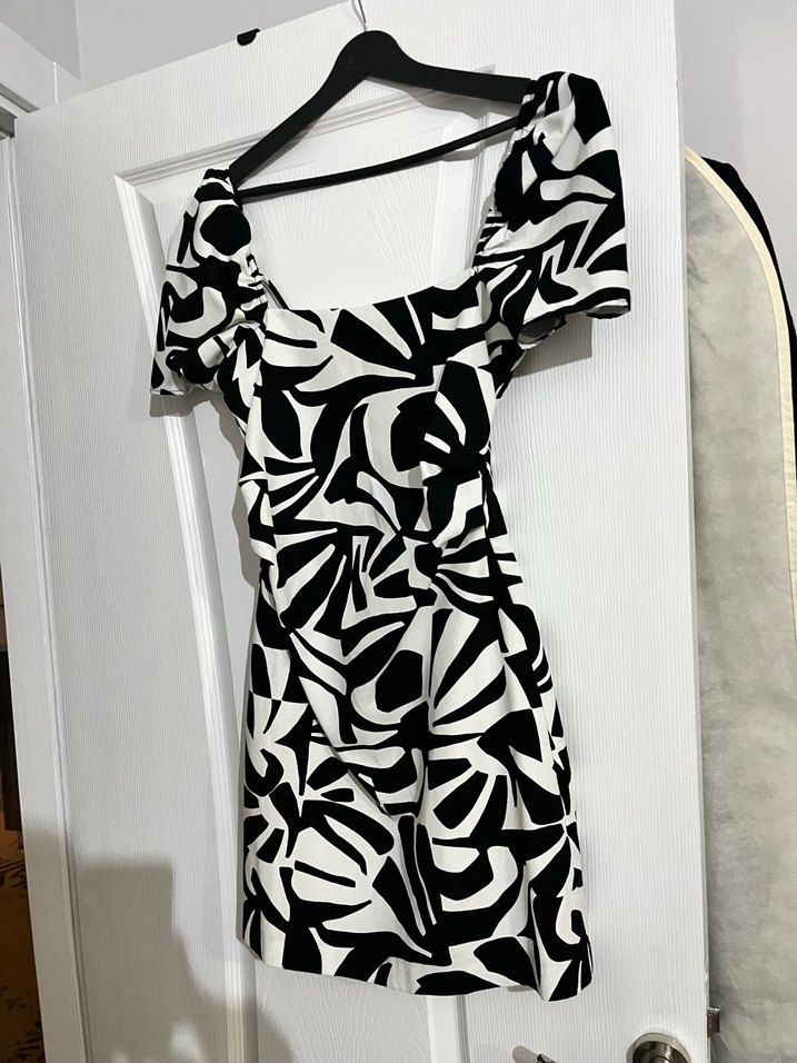 Zebra Desenli sırt Detaylı Mini Elbise - Görsel 2