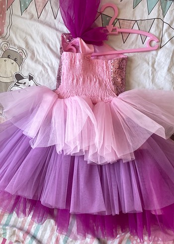 24-36 Ay Beden pembe Renk Barbie Elbise Tül Etekli