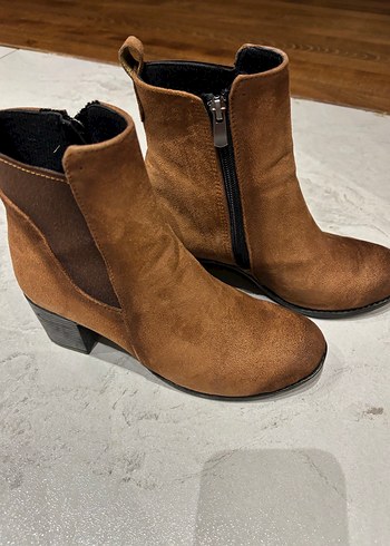 Kahverengi Süet Topuklu Kadın Bot.cok hafif - Görsel 3