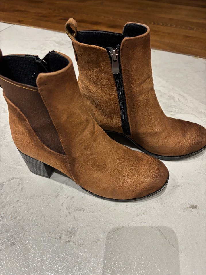 Kahverengi Süet Topuklu Kadın Bot.cok hafif - Görsel 3