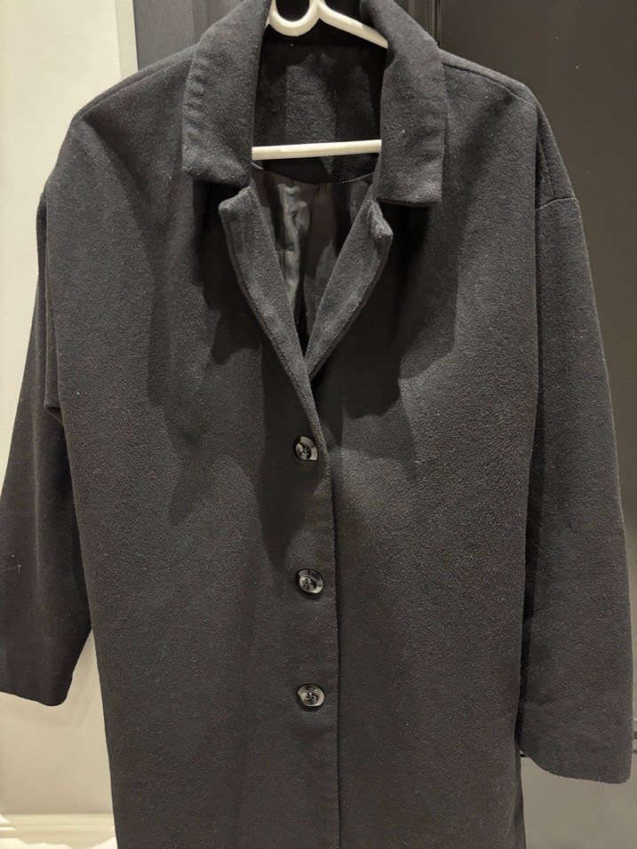 Düğmeli  Byn siyah Kaban - Görsel 2