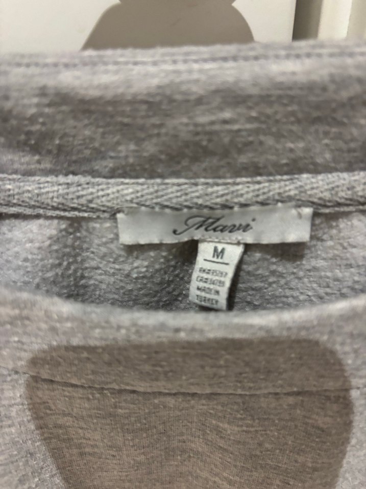 MAVİ  marka -Gri Yünlü Uzun Kollu Kadın sweet tişört - Görsel 2