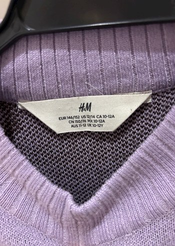 H&M marka Mor Çiçek Desenli Örgü  Kazak - Görsel 3