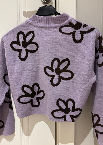 H&M marka Mor Çiçek Desenli Örgü  Kazak - Görsel 2